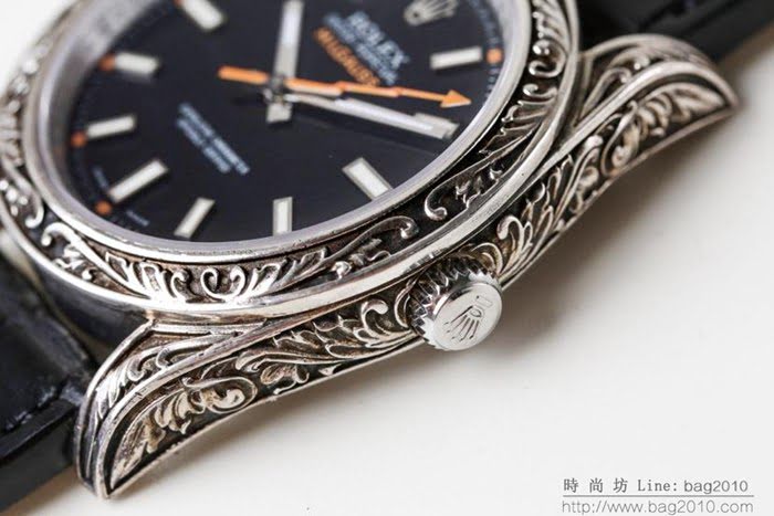 ROLEX勞力士 新品上市 N9最新力作 雕刻手工 純銀殼套 瑞士ETA2824自動上旋機芯 超強防水 鱷魚皮錶帶 高檔男士腕表  wssb4775